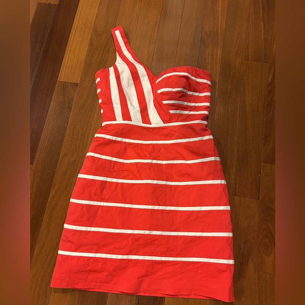 Gianni Bini One-Shoulder Red and White Dress